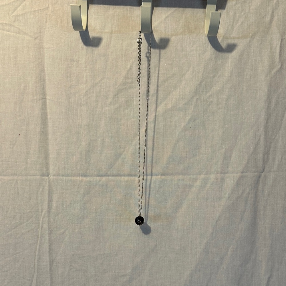 Silver Necklace with Black Pendant